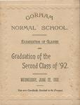 Gorham Normal School Commencement Program 1892: Second Class