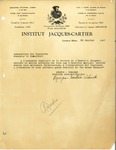 Letter from L'Institut Jacques-Cartier to L'Association des Vigilants by Roger Jean