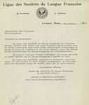 01/26/1940 Letter from Ligue des Sociétés de Langue Française by George O. LaRochelle