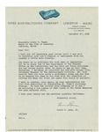 12/27/1948 Letter from the Bates Manufacturing Company by Louis F. Laun
