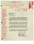 07/15/1948 Letter from St. Mary's General Hospital Bricklaying Campaign by Daniel J. Wellehan
