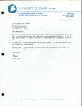 Letter from the University of Maine at Orono