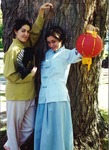 Rehearsal Photograph of Prostitutes Posing with Lantern by University of Southern Maine Department of Theatre
