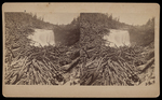 [Cluster of logs at the upper edge of a waterfall] by Unknown