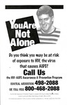 "You Are Not Alone" HIV/AIDS hotline and information flyer (English) by Northern Lambda NORD