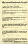 "Heterosexual Questionnaire for Adults" flyer (English) by Northern Lambda NORD