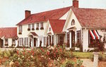 Maine Chance Farm, back entrance, postcard (front)