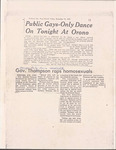 “Public Gay-Only Dance on tonight at Orono” Portland Press Herald